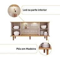 Buffet Aparador 4 Portas com Vidro Temperado Janice - Design Moderno em MDF 100% - imagem 5