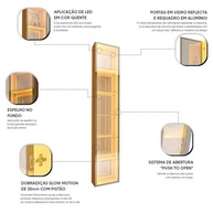 Cristaleira com Espelho e Led Reflecta Luminare 100% MDF - Design Moderno e Iluminação Ambiente - imagem 5