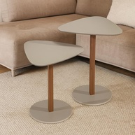 Kit Mesas Laterais Triangulares em MDF Cinza - Design Orgânico Moderno para Sala e Escritório - imagem 1