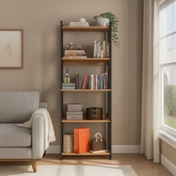 JE HOME Estante Industrial de Madeira MDP com 5 Prateleiras – Estilo Industrial Moderno para Sala, Escritório ou Quarto - imagem 2