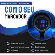 Medidor Automotivo Digital: Termômetro e Voltímetro LED Azul para Motor e Bateria 12V/24V - imagem 4
