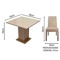 Conjunto Sala de Jantar Madesa Evelin - Mesa com Tampo de Vidro e 4 Cadeiras Modernas - imagem 4