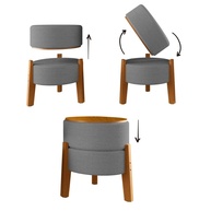 KIT 2 Puffs Estilo Mesa em Tecido Bouclê Cinza com Pés de Madeira Maciça - Design Sofisticado e Multifuncional - imagem 1