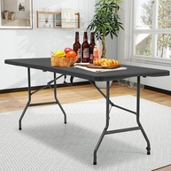 Mesa Retangular Dobrável 180x74cm com Alça - Design Compacto e Portátil - imagem 2