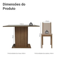 Conjunto Sala de Jantar Mesa Tampo de Vidro 4 Cadeiras Rustic/crema/sintético Bege Martina Madesa - Estilo e Conforto para Sua Casa - imagem 3
