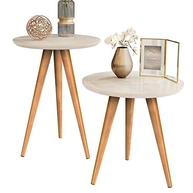 Kit Mesa Lateral e Apoio para Sofá Retrô Classic 3 Pernas - Design Off White Moderno - imagem 2