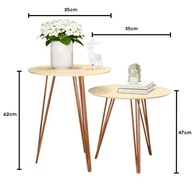 Conjunto de 2 Mesinhas Laterais Redondas com Pés de Ferro - Design Moderno para Sala e Cômodo - imagem 4