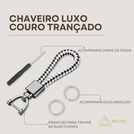 Chaveiro De Luxo Em Couro Trançado Com Argolas De Metal, Trava De Segurança Reforçada, Alta Durabilidade Para Carro Moto, Ideal Para Presente, Estilo Moderno E Elegante – DAZZELI - imagem 3