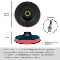 Kit Polimento Automotivo Completo: Disco 125mm, Boina de Lã e Microfibra + Adaptador M14 - imagem 4