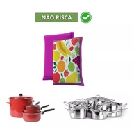 Kit 2 Esponjas de Microfibra Multiuso - Limpa e Dá Brilho sem Riscar | Ideal para Louças, Cristais e Talheres - imagem 4