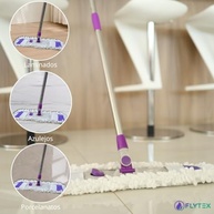 Mop Pó com Cabo Retrátil em Aço Inox 55cm - 1,52m de Alcance | Refil Microfibra para Limpeza Eficiente - imagem 4