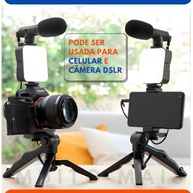 Kit Vlogging Profissional Completo: Tripé, Luz LED e Microfone para Celular - imagem 3