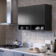 Armário Multiuso Aéreo 3 Portas Milão – Design Moderno para Cozinha, Quarto e Sala (Preto) - imagem 2