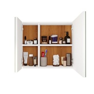 Espelheira Suspensa Moderna com Prateleiras para Banheiro - Design Klein Branco/Nature - imagem 4