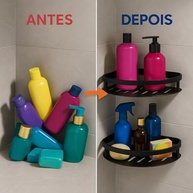 Kit 2 Prateleiras de Canto para Banheiro em Alumínio Preto | Organização Moderna sem Furos - imagem 5