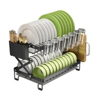 Escorredor de Louça com Porta Talheres - Organizador Preto para Cozinha Moderna - imagem 2
