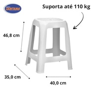 Conjunto com 3 Banquetas Brancas Modernas - Design Ergonômico e Empilhável - imagem 3