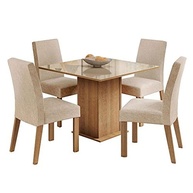Conjunto Sala de Jantar Madesa Evelin - Mesa com Tampo de Vidro e 4 Cadeiras Modernas - imagem 3