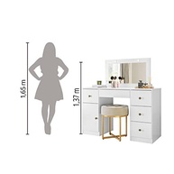 Penteadeira com Espelho LED Camarim Sonhos 5 Gavetas 1 Porta Branco - Design Moderno com Iluminação - imagem 5