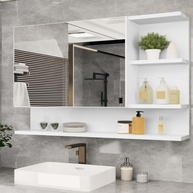 Armário Espelheira para Banheiro 1 Porta Cleópatra Preto - Design Moderno com Espelho e Resistência à Água - imagem 2