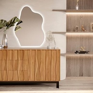 Espelho Decorativo com LED Bivolt 60x45cm - Design Orgânico Moderno com Iluminação Elegante - imagem 4