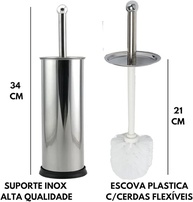 Escova Sanitária com Suporte em Inox – Design Moderno e Resistente para Banheiro (Prata Lisa) - imagem 4