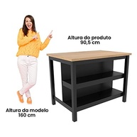Ilha de Cozinha Ditália com 2 Prateleiras – Apoio Moderno e Organização Inteligente - imagem 5