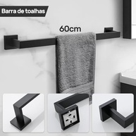 Kit Toalheiro Acabamento Fosco Aço Inoxidável 5 Peças - Conjunto Completo para Banheiro Moderno - imagem 4