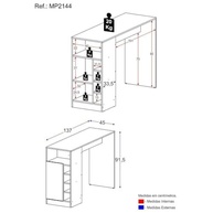 Balcão de Cozinha com Adega Integrada Multimóveis MP2144 Preto – Moderno, Funcional e com Espaço para Vinhos - imagem 4