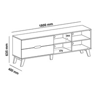 Rack para TV até 75" com 2 Gavetas VERONA - Design Moderno Off White/Pinho - imagem 3