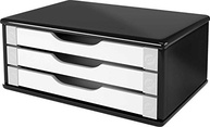 Suporte de Monitor com Gavetas – Design Moderno em MDF Preto Piano e Branco - imagem 4