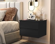 Kit com 2 Mesas de Cabeceira Suspensas Tóquio com 2 Gavetas – Design Moderno para Quarto (Preto) - imagem 3