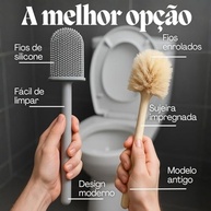 Escova Sanitária de Silicone com Suporte de Parede - Design Moderno e Limpeza Higiênica - imagem 4