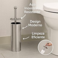 Escova Sanitária com Suporte em Inox – Design Moderno e Resistente para Banheiro (Prata Lisa) - imagem 5