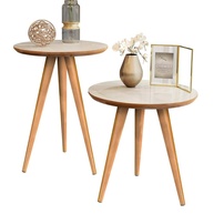 Kit Mesa Lateral e Apoio para Sofá Retrô Classic - Design Moderno Off White e Freijó - imagem 1