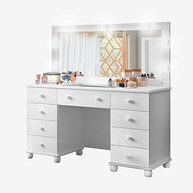 Penteadeira Camarim com Espelho LED e 9 Gavetas - Design Moderno e Iluminação Potente - imagem 4