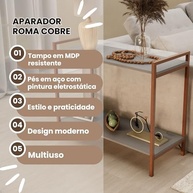 Balcão Aparador Moderno 80cm com Estrutura em Cobre - Ideal para Sala de Estar e Buffet - imagem 4