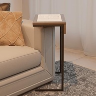 Mesa de Apoio Lateral para Sofá em Aço e Madeira - Design Moderno para Sala e Quarto - imagem 2