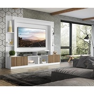 Rack Estante com Painel para TV 65" Oslo Multimóveis | Design Moderno em Branco e Madeirado - imagem 3