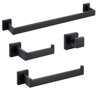 Kit Banheiro Aço Inox Premium Preto Fosco 4 Peças - Moderno e Resistente - imagem 1