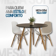 Mesa Eiffel Redonda Preta 90cm - Design Moderno com Pés de Palito Tipo Eames - imagem 5