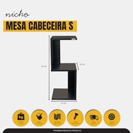 Mesa Cabeceira S 24x24x60cm - Design Moderno para Quarto com Acabamento Preto - imagem 4