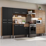 Cozinha Completa Madesa Emilly Joy 15 Portas 1 Gaveta Rustic/Preto - Design Moderno e Funcionalidade - imagem 1