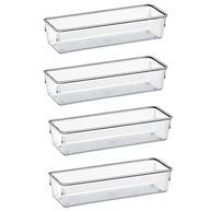 Acrimet Organizador Modular para Gavetas e Armários - 4 Potes Retangulares Grandes em Plástico Transparente - imagem 2