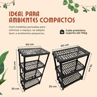 Estante Modular Multiuso Preta com 4 Prateleiras - Organize com Estilo e Funcionalidade - imagem 3
