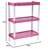 Estante Modular Rosa 3 Prateleiras - Design Moderno e Resistente com Suportes Brancos - imagem 3