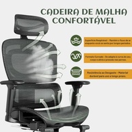 Cadeira de Escritório Ergonômica Monaco BT07 - Malha Respirável, Suporte Lombar e Até 200kg - imagem 4