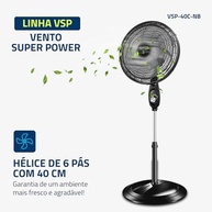 Ventilador Coluna 40cm Super Power - 140W, Oscilante, Silencioso | Mondial VSP-40C-NB - imagem 5