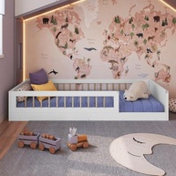 Cama Infantil Montessoriana de Chão com Grade de Proteção - Solteiro para Meninos e Meninas - imagem 4