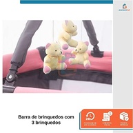 Berço Portátil Joly com Mosquiteiro, Barra de Brinquedos e Trocador - Rosa | Segurança, Conforto e Praticidade com INMETRO - imagem 4